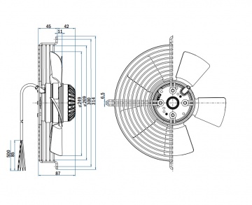 Ventilator axial de aspiratie Hidria R09R-2525A, Ø 250 mm